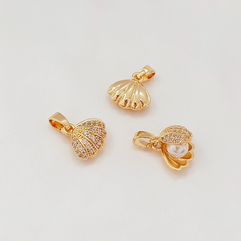 Mặt Dây Chuyền Hình Vỏ Sò Mạ Vàng 14K Đính Đá Zircon Sang Trọng