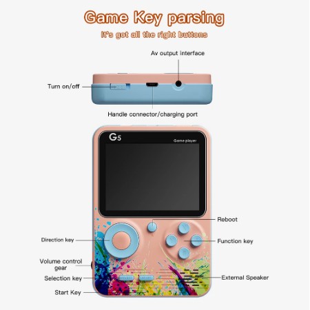 Bảng điều khiển trò chơi cầm tay G5 chứa 500 Hộp điều khiển trò chơi video chơi game cổ điển Hộp trò chơi di động