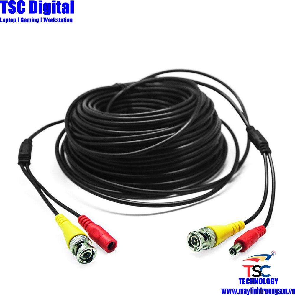 Dây Cable Tín Hiệu Camera 20M | Kèm Dây Nguồn Đúc Sẵn Rắc BNC & Rắc Nguồn Âm Dương DC