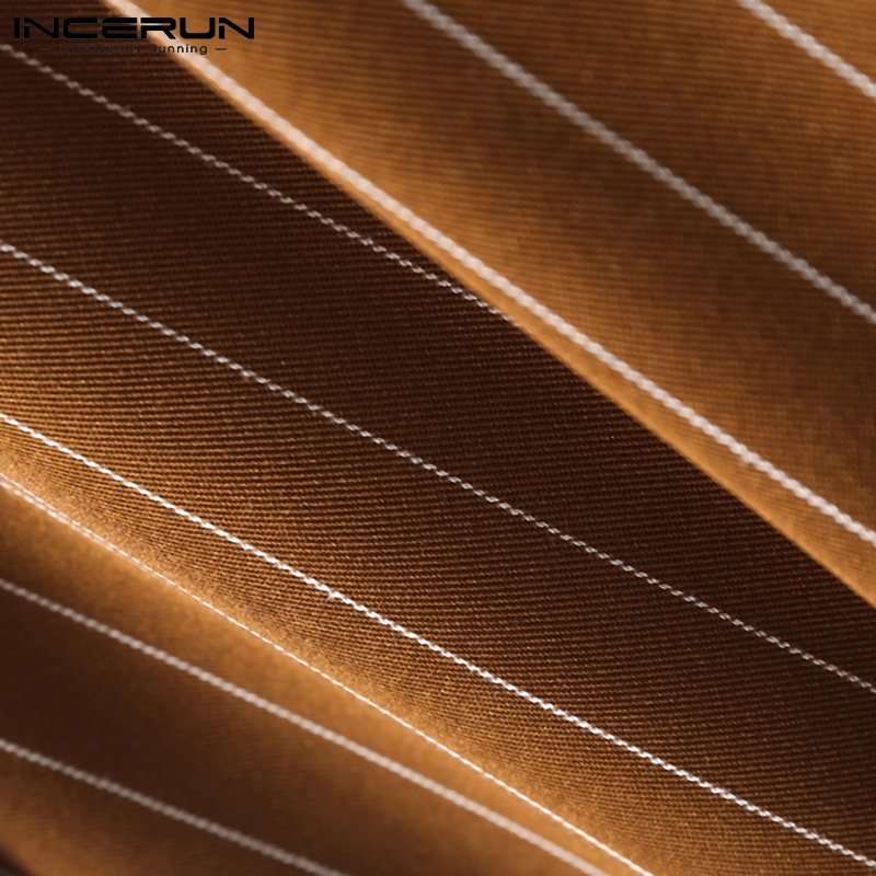 Quần INCERUN dáng rộng phối dây đai thiết kế kẻ sọc phong cách Hàn Quốc thời trang cho nam