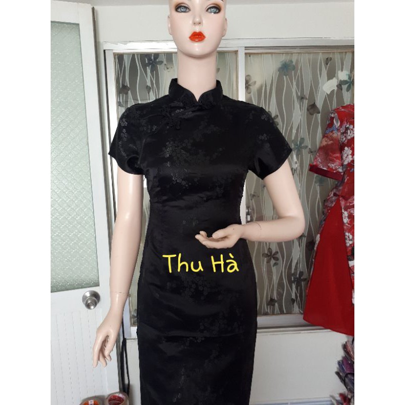 Hàng có sẵn Sườn xám Gấm Dài có video hình thật ( đỏ +đen) | BigBuy360 - bigbuy360.vn