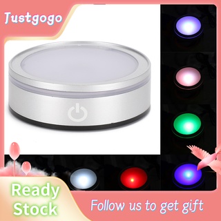 Justgogo Màn hình hiển thị thể Base Silver LED Touch Light Holder Multimode đầy màu sắc trang trí 3D