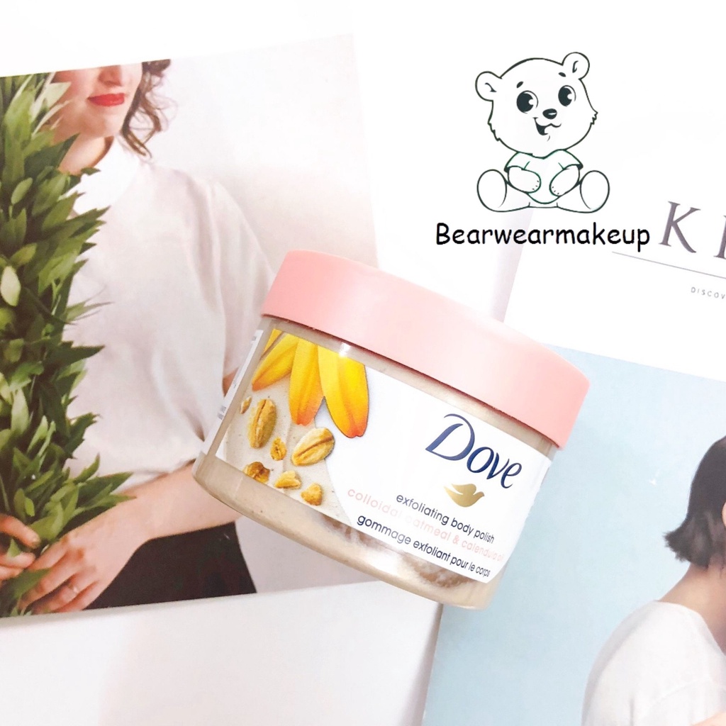 Kem Tẩy Da Chết Dove 225g giúp tẩy tế bào chết chăm sóc da chiết xuất bơ hạt mỡ và hạt lựu