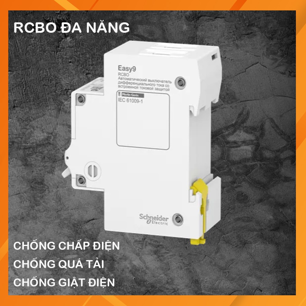 [HÀNG CHÍNH HÃNG] Cầu Dao Chống Giật đa năng  (Aptomat Chống dòng rò)  RCBO Schneider 2P  30mA EZ9D346 4.5kA Chính Hãng