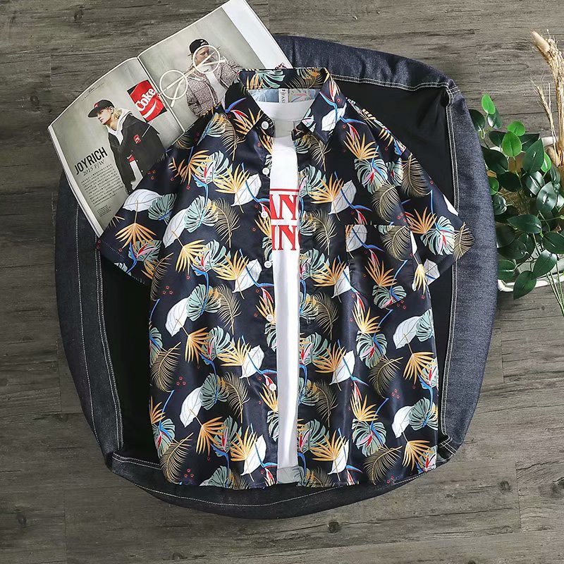 Áo Sơ Mi Nam Ngắn Tay In Hình Thời Trang Hàn Quốc