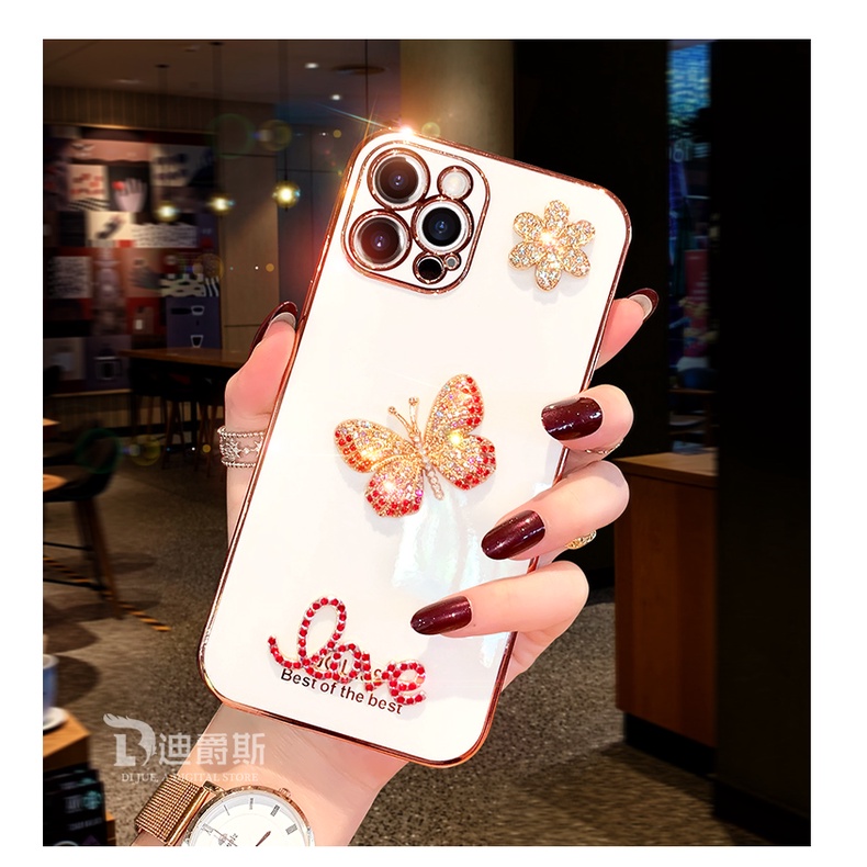 Ốp Điện Thoại Mềm Mạ Kim Cương Hình Bướm Cho iphone 15 pro max ip 14 13 12 11 pro max xr xs max x 7 8 plus se3 12 13