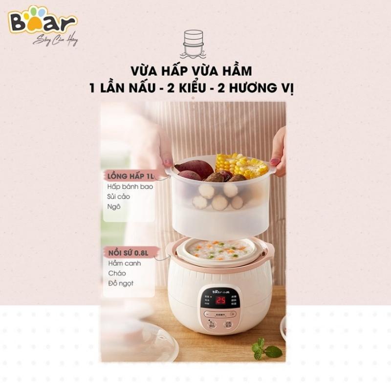 Nồi nấu cháo chậm cho bé, nồi chưng yến 0.8L Bear sube001 bản quốc tế bảo hành 18 tháng