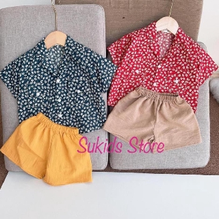 [Thiết kế cao cấp] Set bộ bé trai sơ mi lá 2 màu thời trang sành điệu - Mẫu quần áo bé cao cấp Én-Thời Trang Nhí