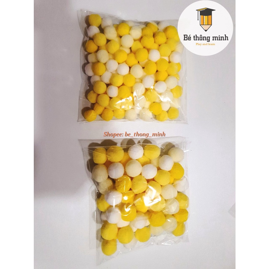 Pompom hỗn hợp nhiều tông màu nhiều size  - pom pom trang trí thiệp, quả bông theo gam mầu
