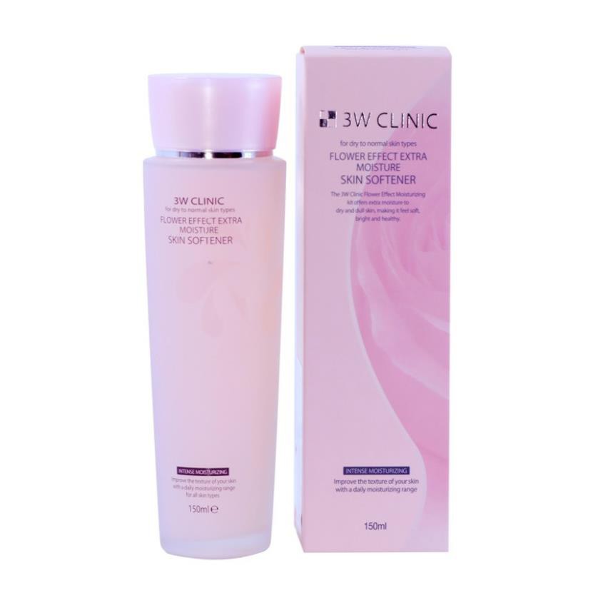 Nước hoa hồng dưỡng trắng da dưỡng ẩm se khít lỗ chân lông chiết xuất từ hoa hồng 3W Clinic Hàn Quốc 150ml