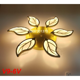 Đèn ốp trần trang trí hiện đại 6 cánh lá 3 chế độ ánh sáng,sử dụng điều khiển chiết áp