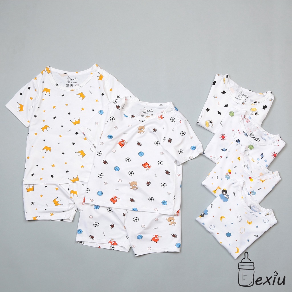 [Bé 5-19kg] Bộ ngắn tay thun lạnh Bé xíu Bexiu Bx Cao cấp cho bé trai bé gái chất siêu mềm mịn mát [ HÀNG CAO CẤP]