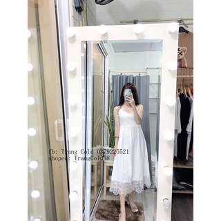 Váy 2 dây maxi ren trắng ( ảnh thật shop tự chụp )