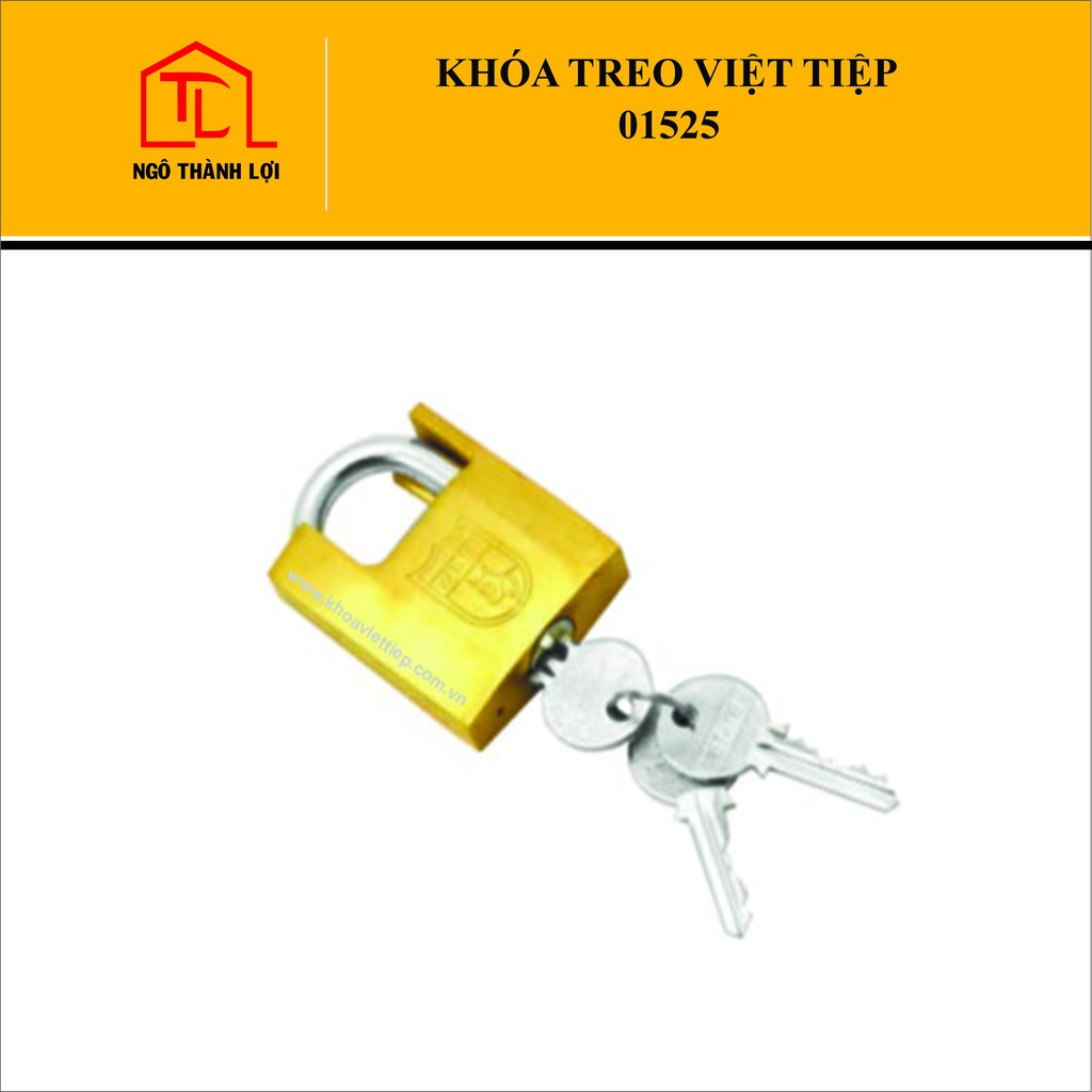 Ổ Khóa cửa treo Việt Tiệp 01525 bấm không cần chìa, chống cắt màu đồng vàng có bán tại Ngô Thành Lợi