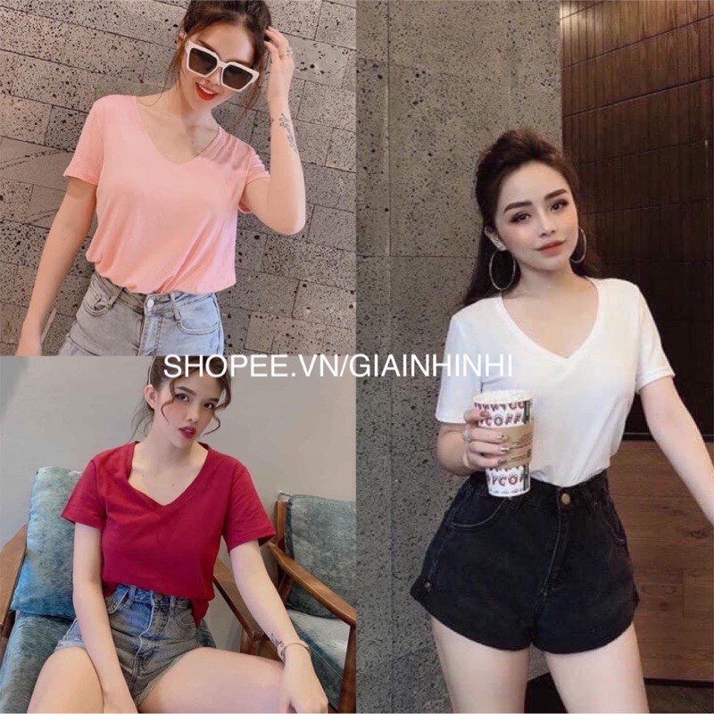 Áo phông áo thun giấy cổ tim nhiều màu chất giấy mịn mát mã AG01