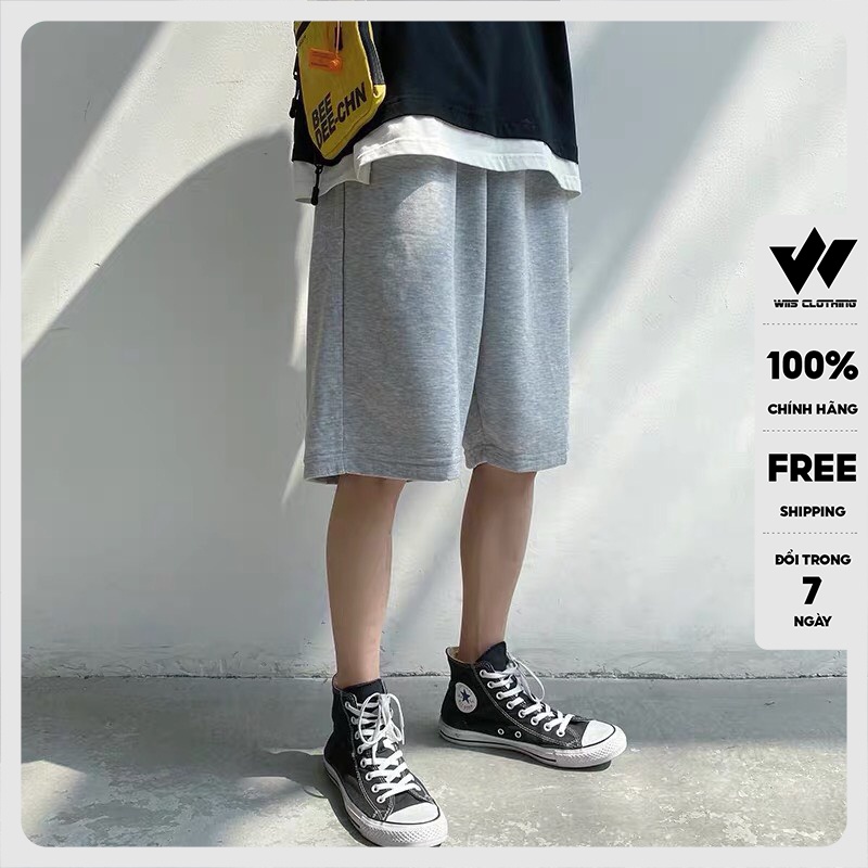 Quần short thun nam ống rộng WIIS unisex Trơn quần đùi lửng thời trang nam nữ ulzzang