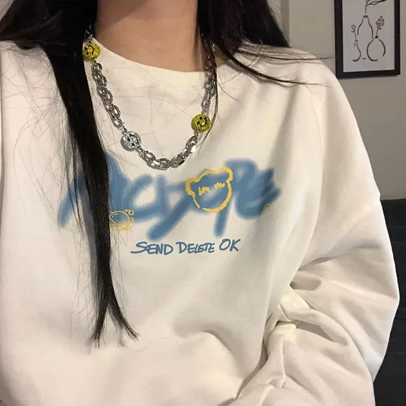 Áo sweater dáng rộng phong cách hàn quốc thời trang xuân thu mới 2021 năng động cho nữ