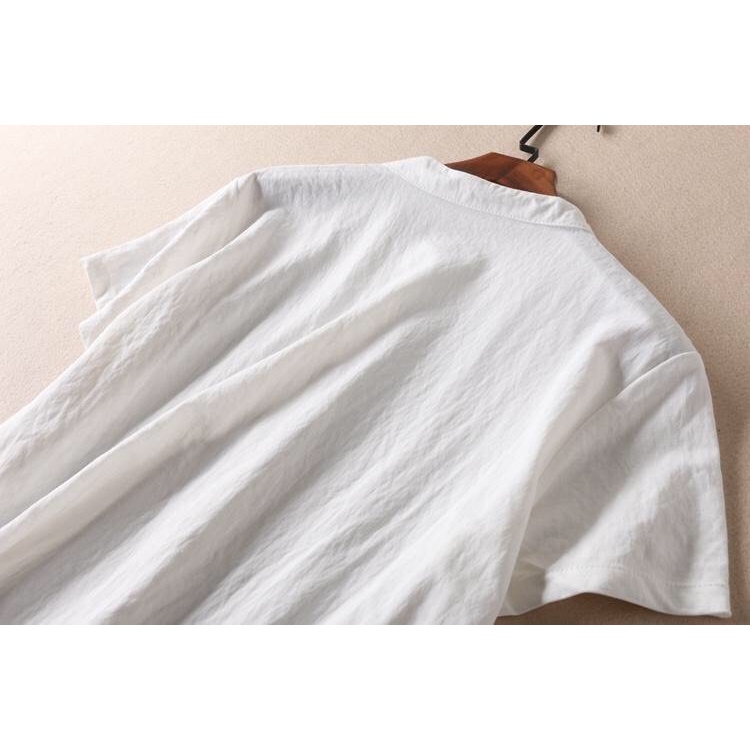Đầm suông linen tay ngắn trẻ trung, chất vải linen mềm mát, thời trang phong cách Nhật Bản Da80