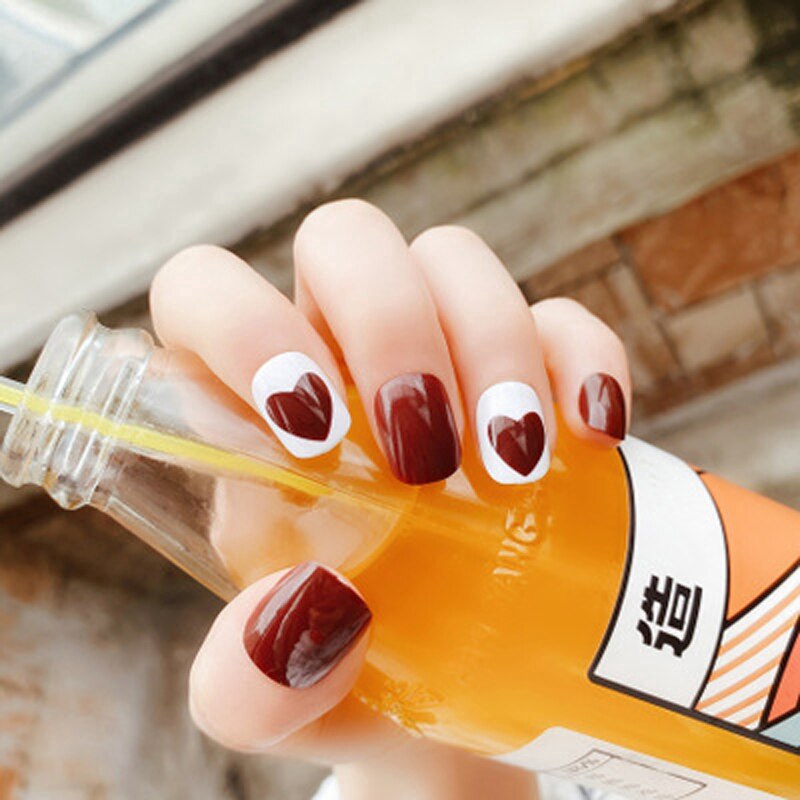 24 Móng giả FOREVERLILY dáng ngắn đầu vuông/ nhọn thiết kế với keo để tập vẽ