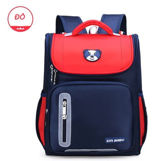 Cặp balo học sinh chống gù lưng dáng hộp BEAR BABY siêu nhẹ ,phản quang ,chống mưa