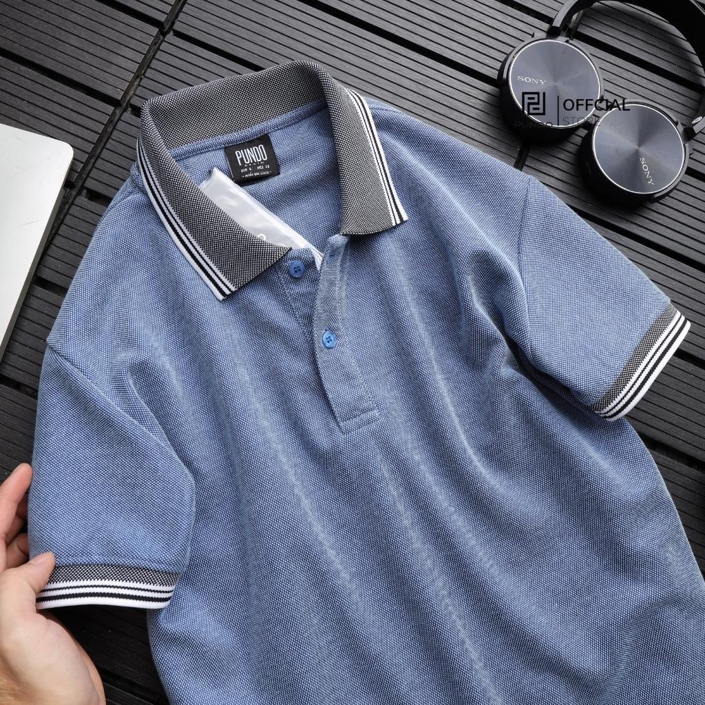 Áo thun polo nam PUNDO có cổ màu trơn chất vải mềm mát APPD46