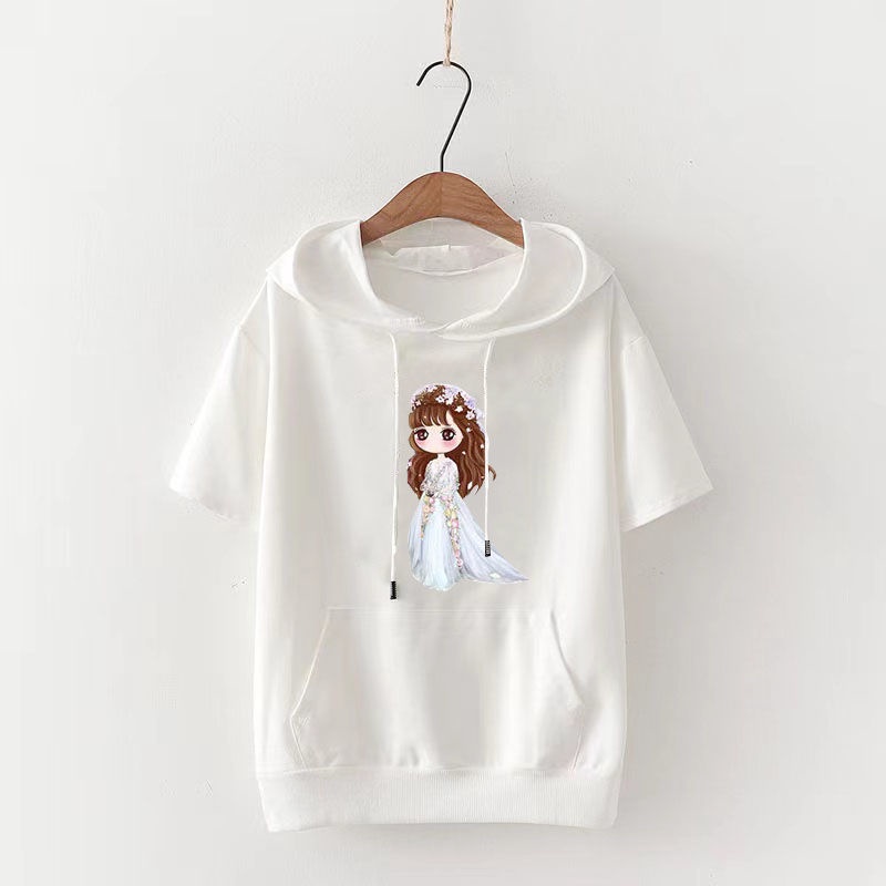 Mùa hè 2023 Phong cách Hàn Quốc Áo hoodie thời trang ngắn tay