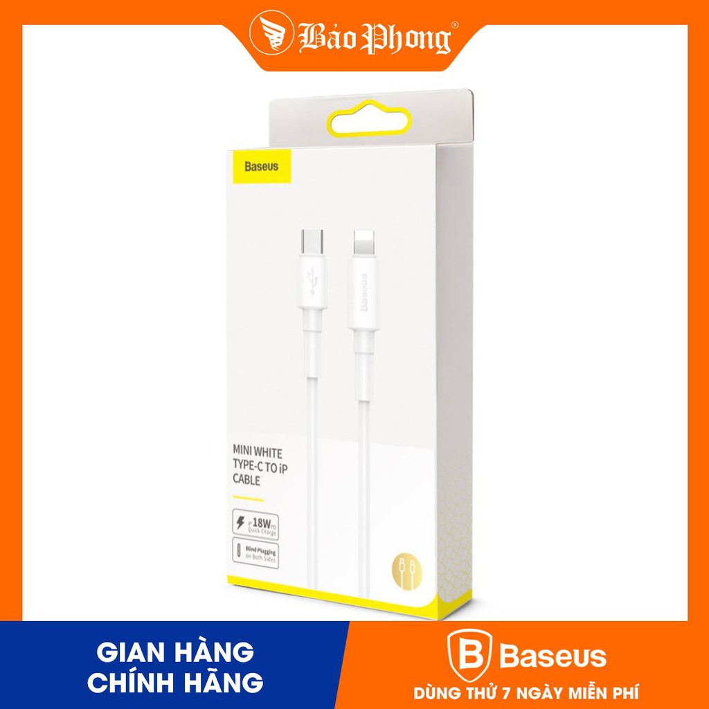 Cáp IP PD 18w sạc nhanh TypeC to i phôn ai phôn iP Baseus Mini White 1m CATLSW-02