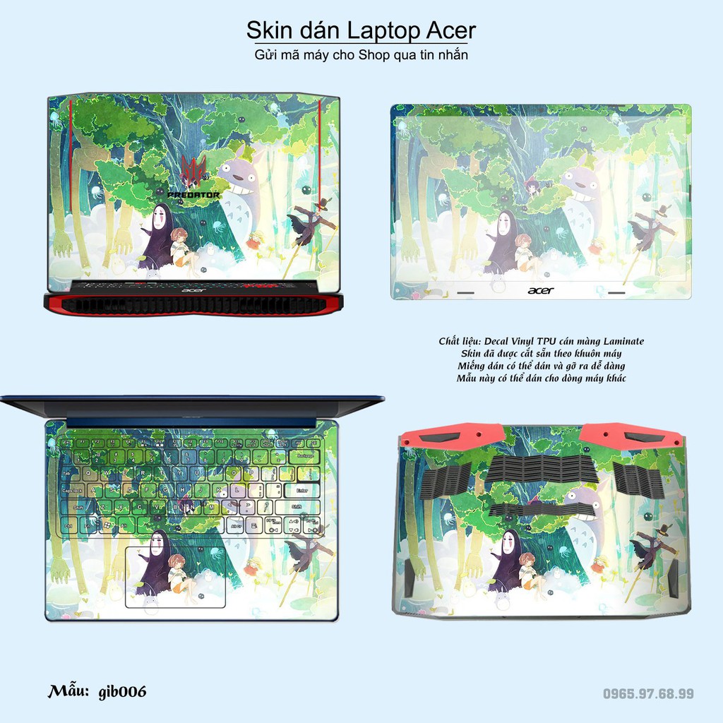 Skin dán Laptop Acer in hình Ghibli (inbox mã máy cho Shop)