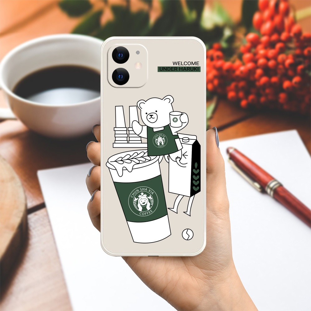 Ốp lưng Vina Case Iphone 6S/6 Plus/7G/8G/X/Xs/11/12/....dẻo cạnh vuông bảo vệ camera hình Gấu Coffee