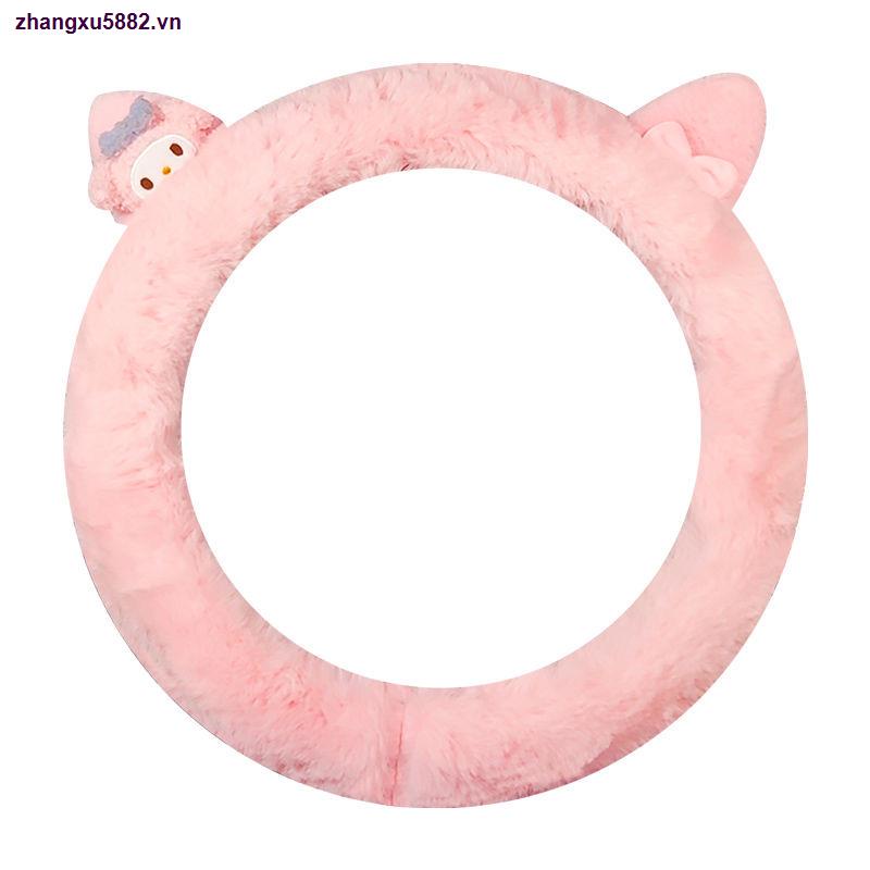 Bọc vô lăng xe ô tô bằng vải bông chống trượt họa tiết hoạt hình dễ thương cho nữ