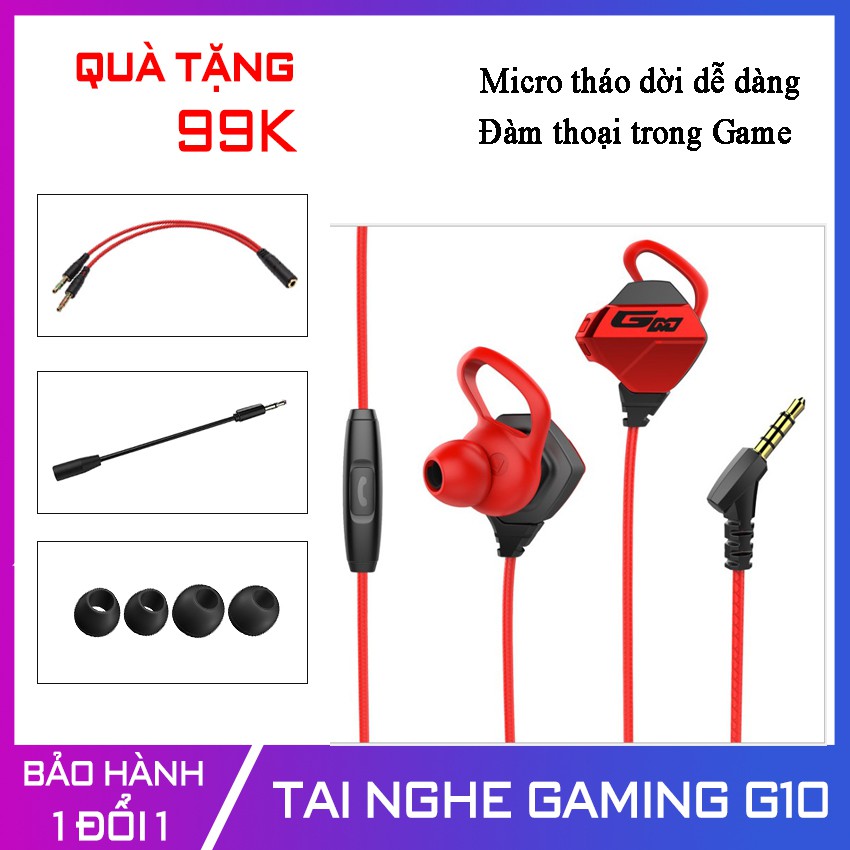 Tai Nghe Gaming G10 dùng cho Máy Tính, Điện thoại - TẶNG Mic dời xoay 360 độ, Jack chuyển đổi