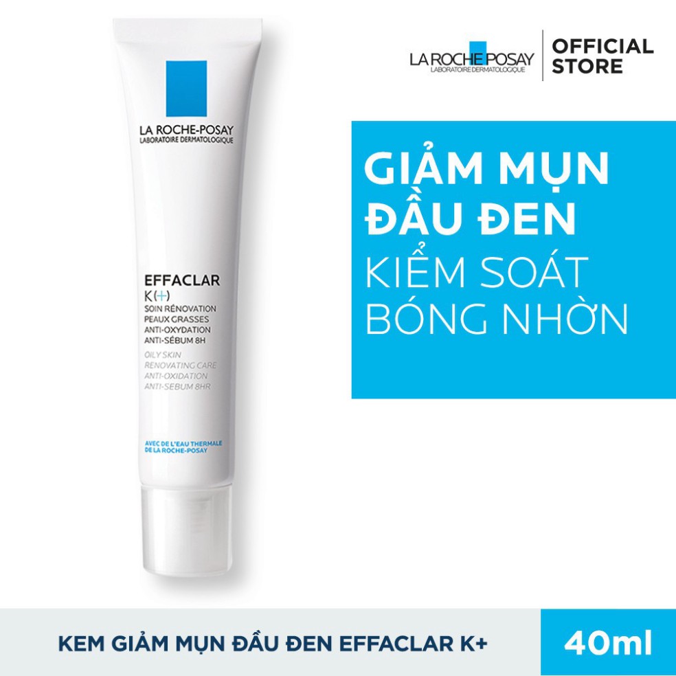 [CHÍNH HÃNG] Kem dưỡng giảm mụn đầu đen à bóng nhờn La Roche - Posay Effaclar K+ Oily Skin 40ml tặng bông tẩy trang ( 80