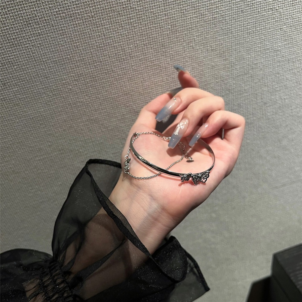 Vòng Tay Hai Lớp Bằng Kim Loại Hình Bướm ĐơnYanqueens  Giản Thời   Trang Cho Nữ