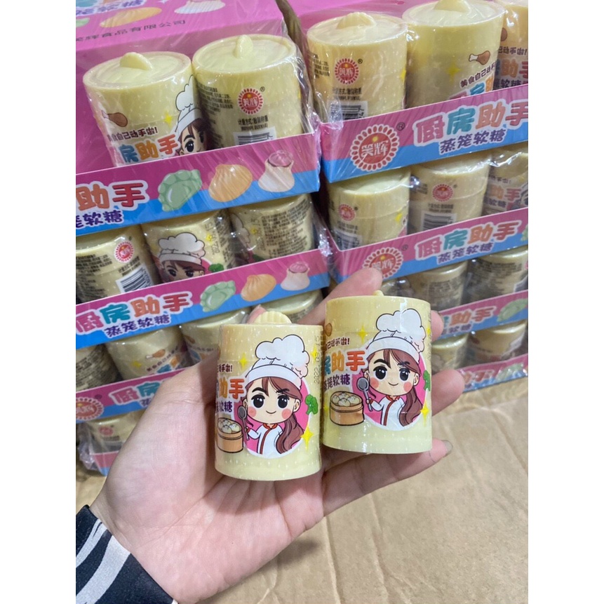 Kẹo dẻo xửng hấp dimsum 3 ngăn mini siêu hot date mới siêu hot