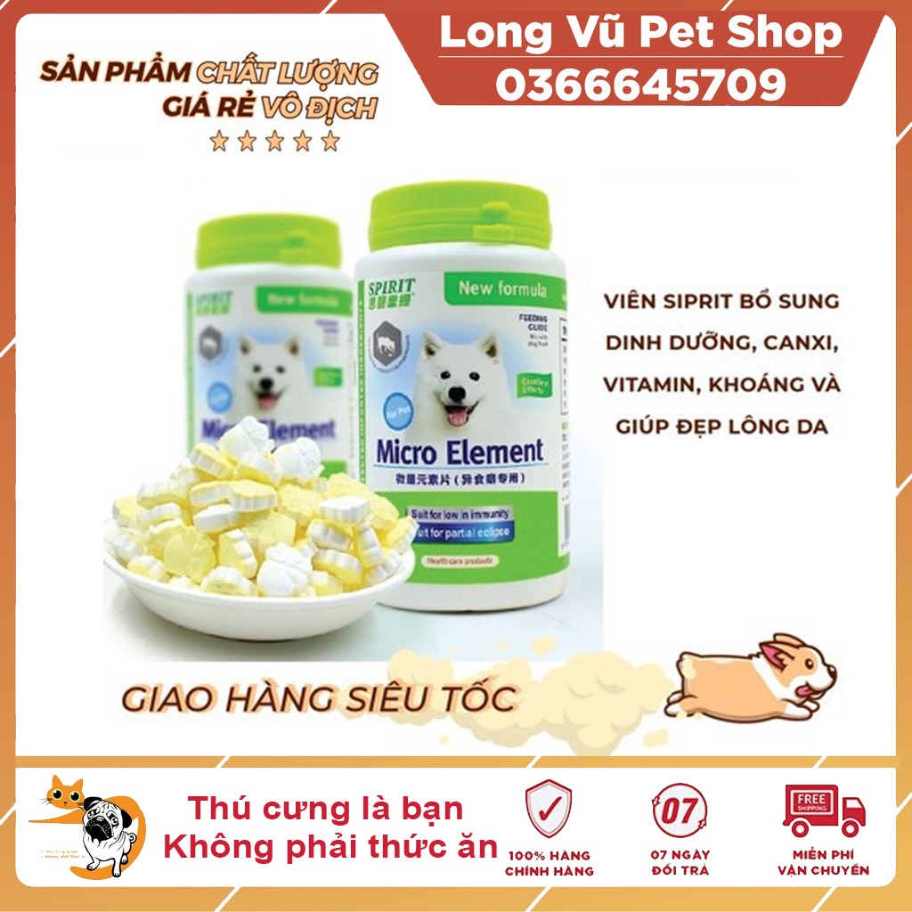 Viên Bổ Sung Dinh Dưỡng Cho Chó Spirit Canxi/Khoáng/Đẹp Lông Da/Vitamin/Tiêu Hóa/Cơ Xương Khớp - Long VuPET