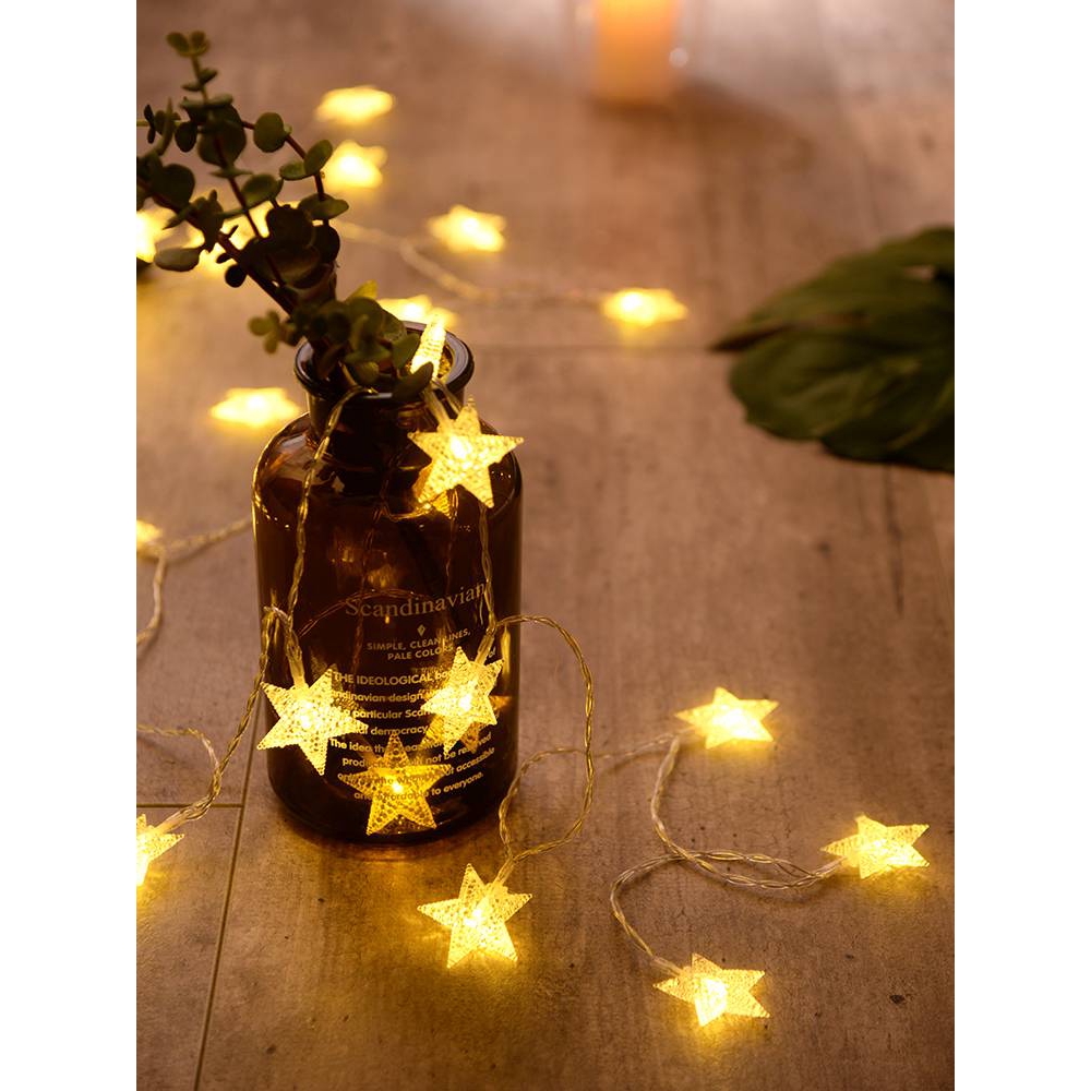 DÂY ĐÈN LED PIN USB BÓNG TRÒN CHERRY BALL SAO VÀNG NẮNG trang trí decor phòng ngủ ngoài trời 1.5M 3M