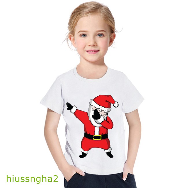 Hàng Có Sẵn Áo Thun Ngắn Tay In Hình Ông Già Noel Cho Bé Trai Và Bé Gái