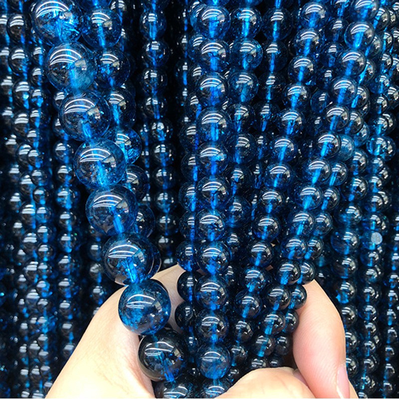 Hạt cườm đá xanh dương dạng tròn 6-12mm DIY