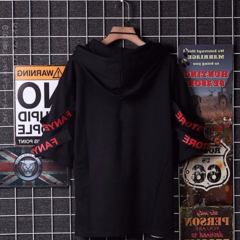 Áo Hoodies Nam Ngắn Tay Phối Hai Màu Cá Tính AO TOP NAM 90000124