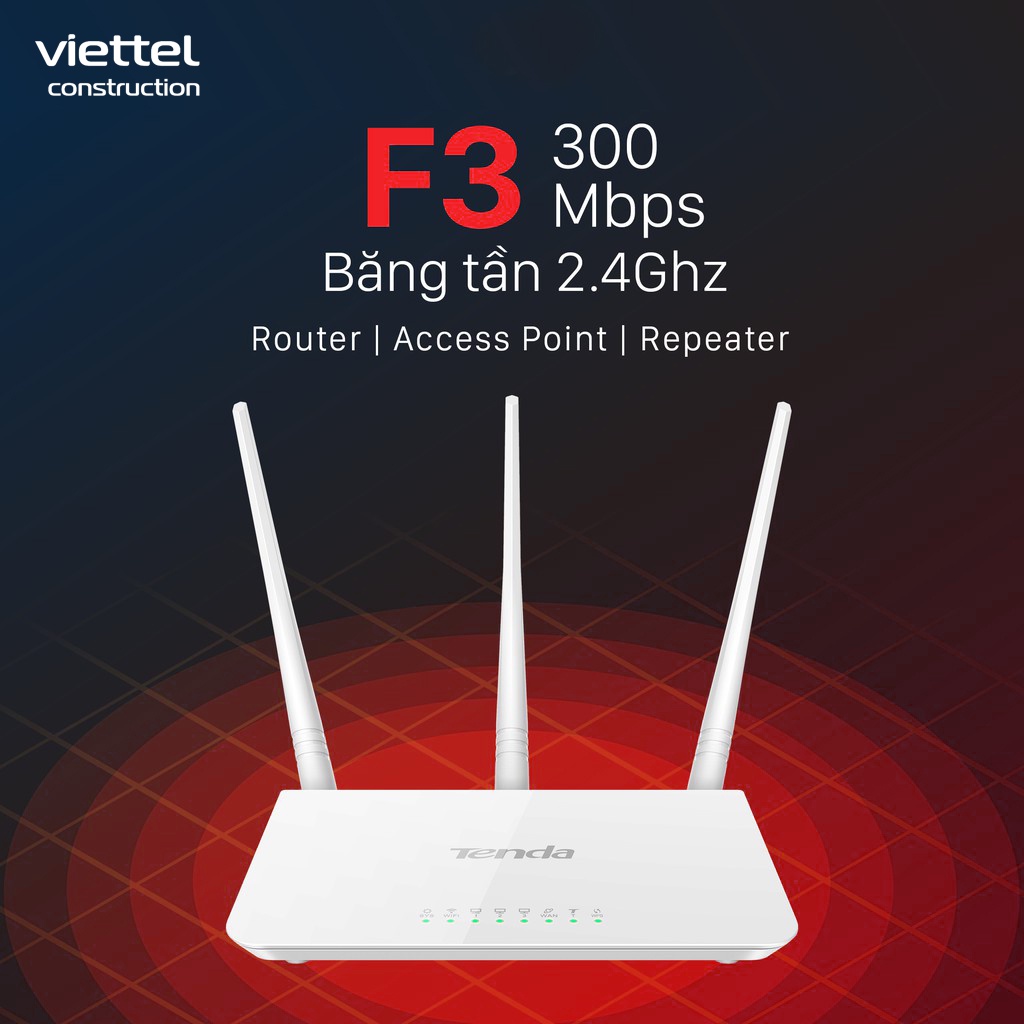 Thiết bị phát Wifi Tenda F3 Chuẩn N 300Mbps