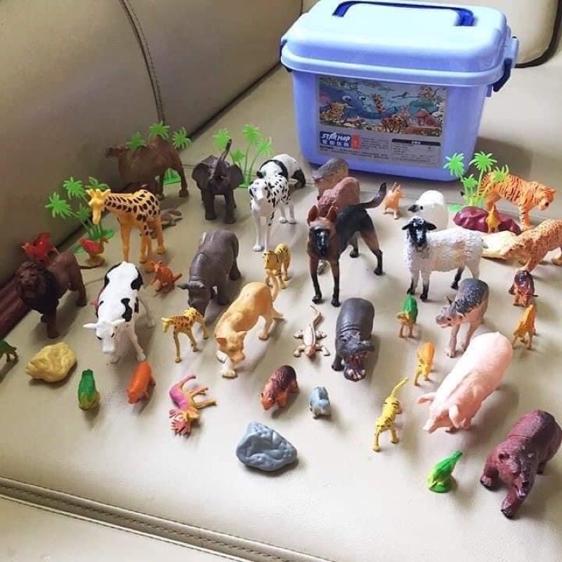 Bộ đồ chơi mô hình động vật 58 chi tiết, đồ chơi các con vật co bé