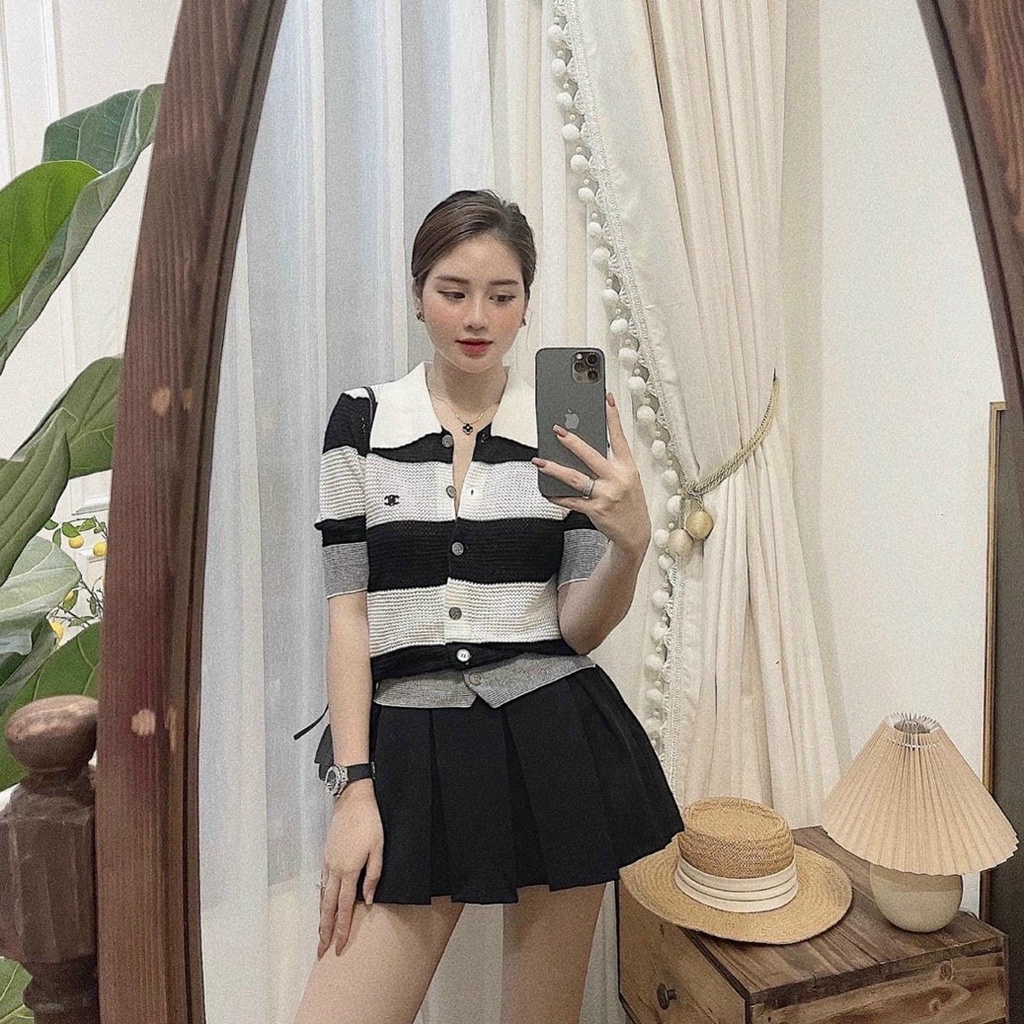 ÁO CỔ BẺ SỌC LOGO QC [TNTSHOP BIGSIZE 60KG 90KG]