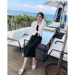 Đầm nữ 🌸 Váy 2 dây dáng suông - Đầm trơn basic nữ xẻ vạt siêu HOT 🌸