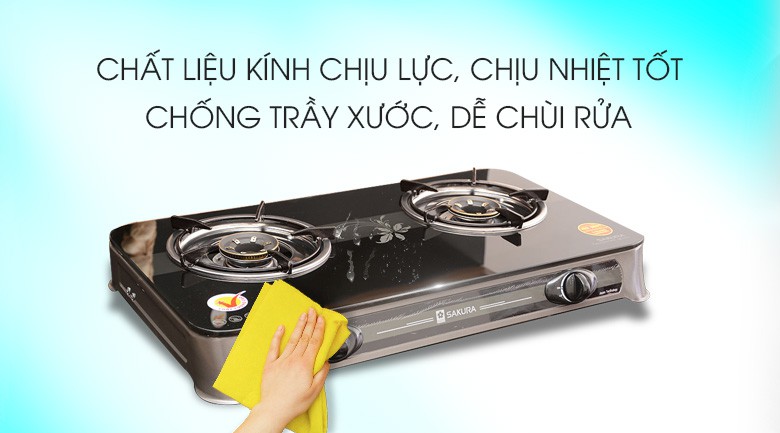 Bếp gas Sakura SA-650G-hàng trưng bày+Tặng Dây gas.Mặt bếp bằng kính cường lực, chịu nhiệt tốt