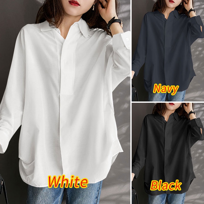 Zanzea Áo Sơ Mi Tay Dài Viền Bên Phong Cách Hàn Quốc Thanh Lịch Dành Cho Nữ