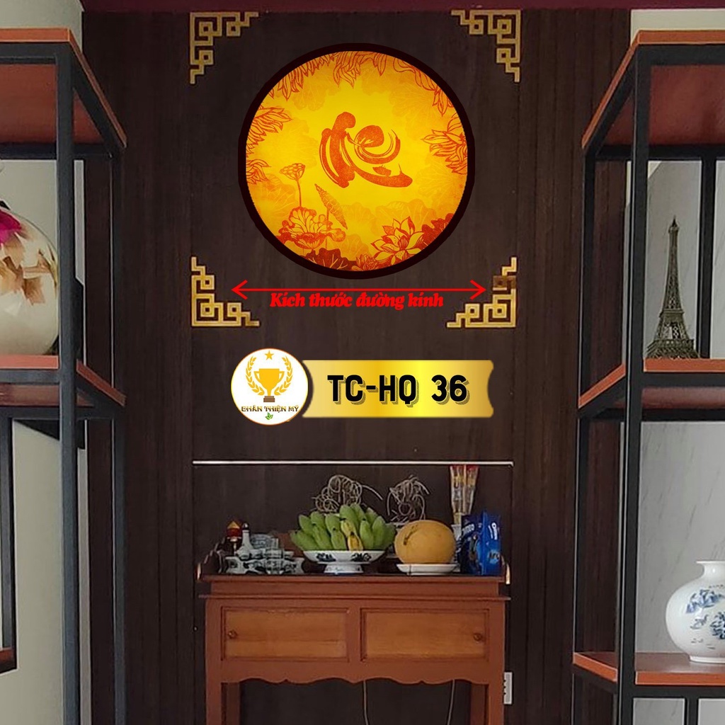 Đèn hào quang Trúc Chỉ in thờ gia tiên_HQTC1