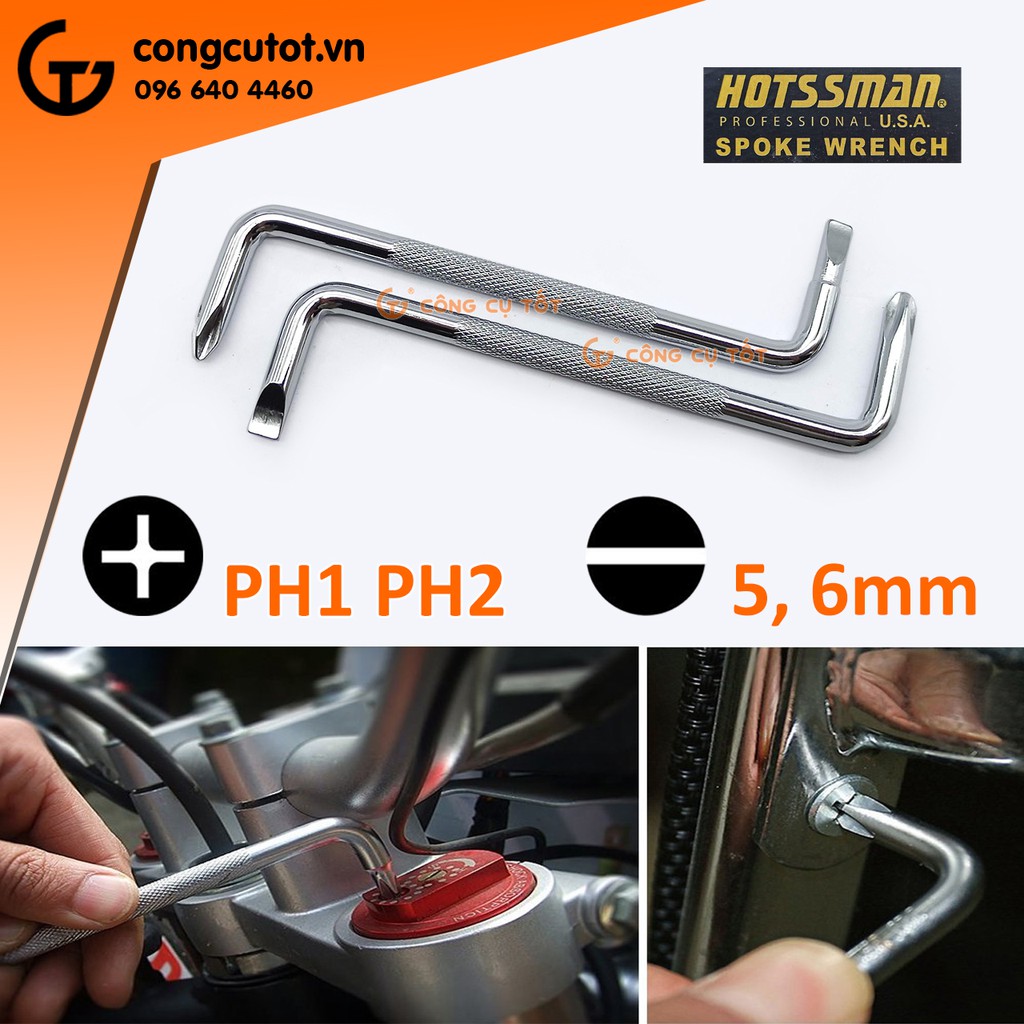 Bộ 2 cây vặn vít chữ Z 2 cạnh và 4 cạnh PH1, PH2 xi bóng HOTSSMAN