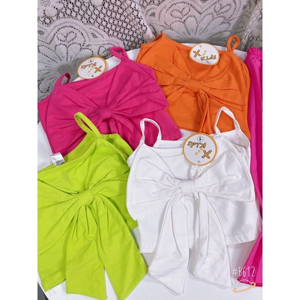 Bộ áo nơ ngực quần dập ly bé gái