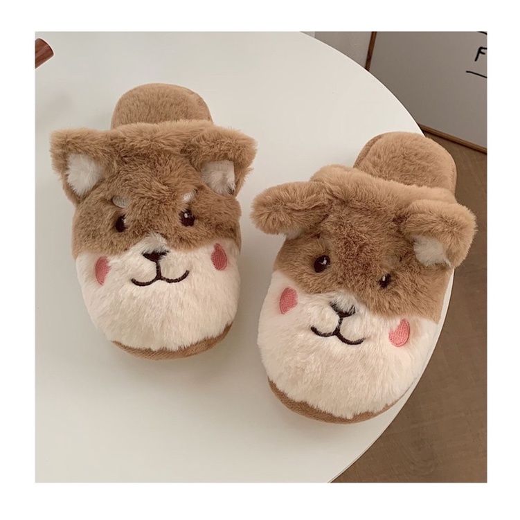 Dép bông thỏ nâu cute đế xốp lông mịn chống trơn đi được cả ngoài đường