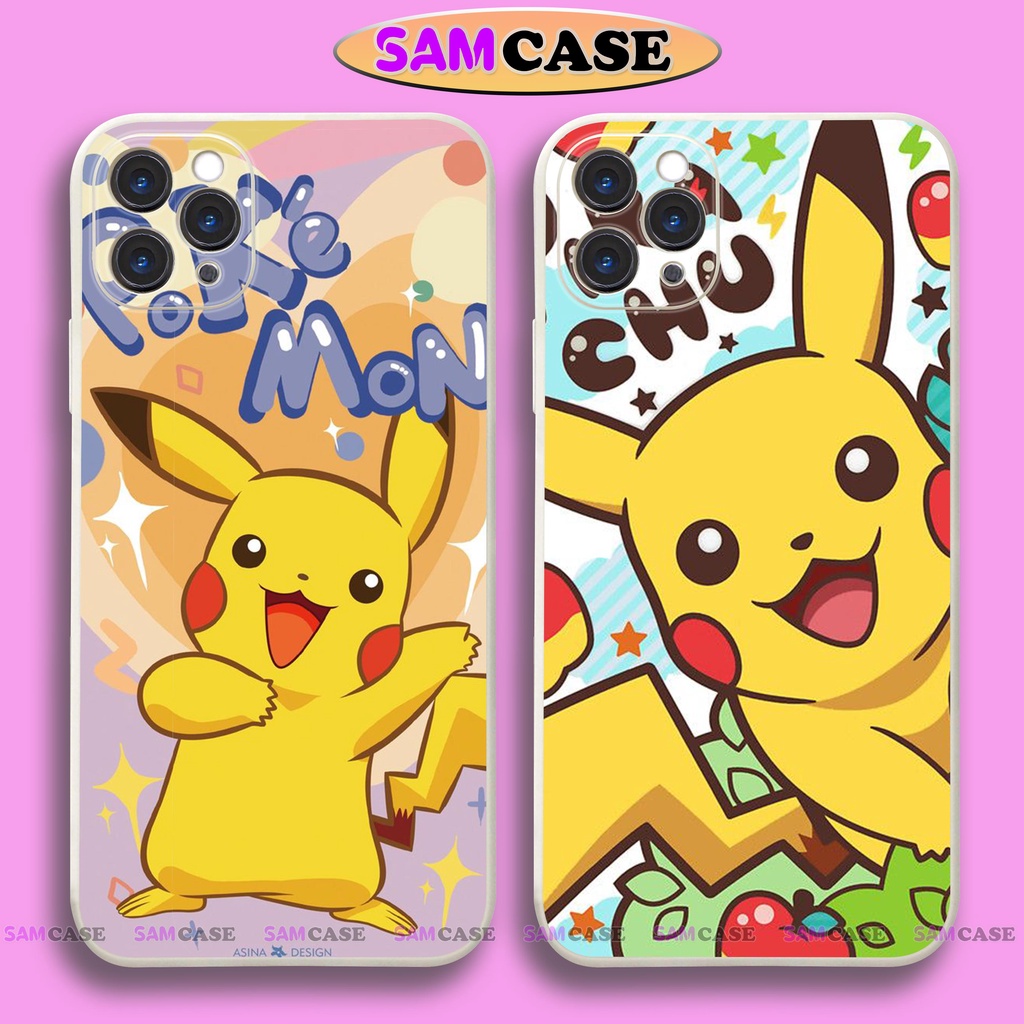 Ốp lưng điện thoại iPhone Pikachu cạnh viền vuông silicon dẻo bảo vệ camera ip 6/6s/7/8/X/XS/XR/11/12/13/14 Pro Plus Max